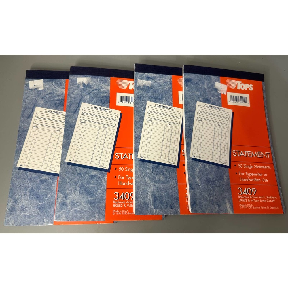Vintage 1994 New 4 x Tops Statement Book 3409 Booklets Financial Accounting USA
